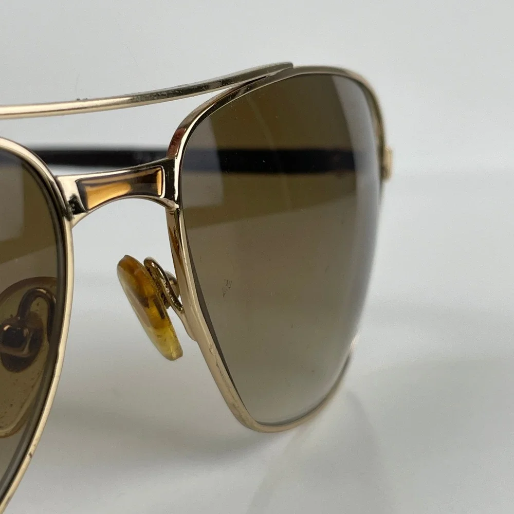 Modern Amusement Aviator Sunglasses Gradient 7s Gold/Brown Leather Y2K 59-14-130